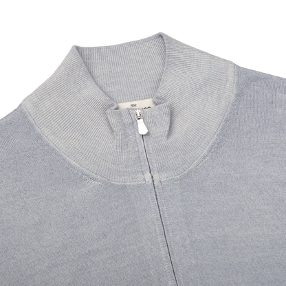 Gran Sasso Light Grey Vintage Merino Wool Zip Cardigan Collar