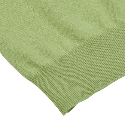 Gran Sasso Lime Green Cashmere 1:4 Zip Sweater Edge