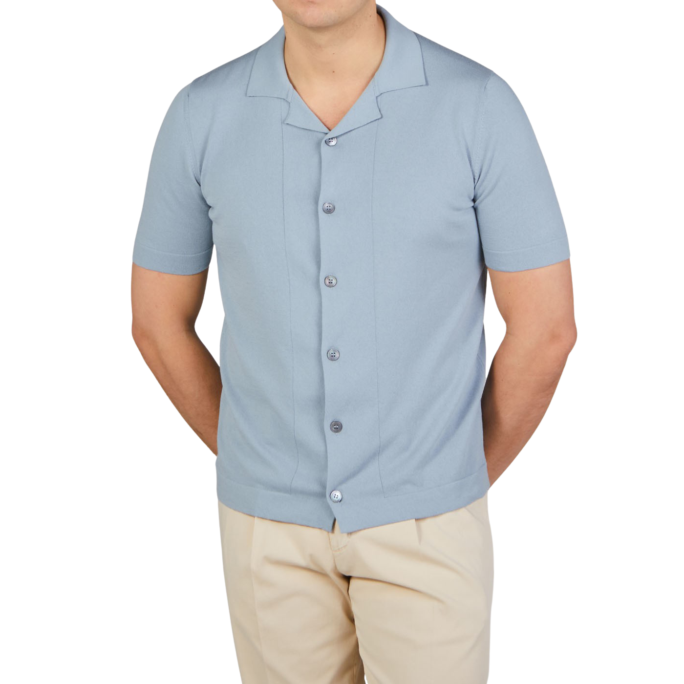 Gran Sasso Mint Green Fresh Cotton Bowling Shirt Front