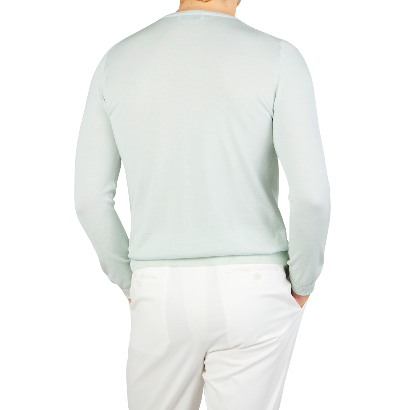 Gran Sasso Mint Wool Silk Crew Neck Sweater Back