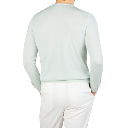 Gran Sasso Mint Wool Silk Crew Neck Sweater Back
