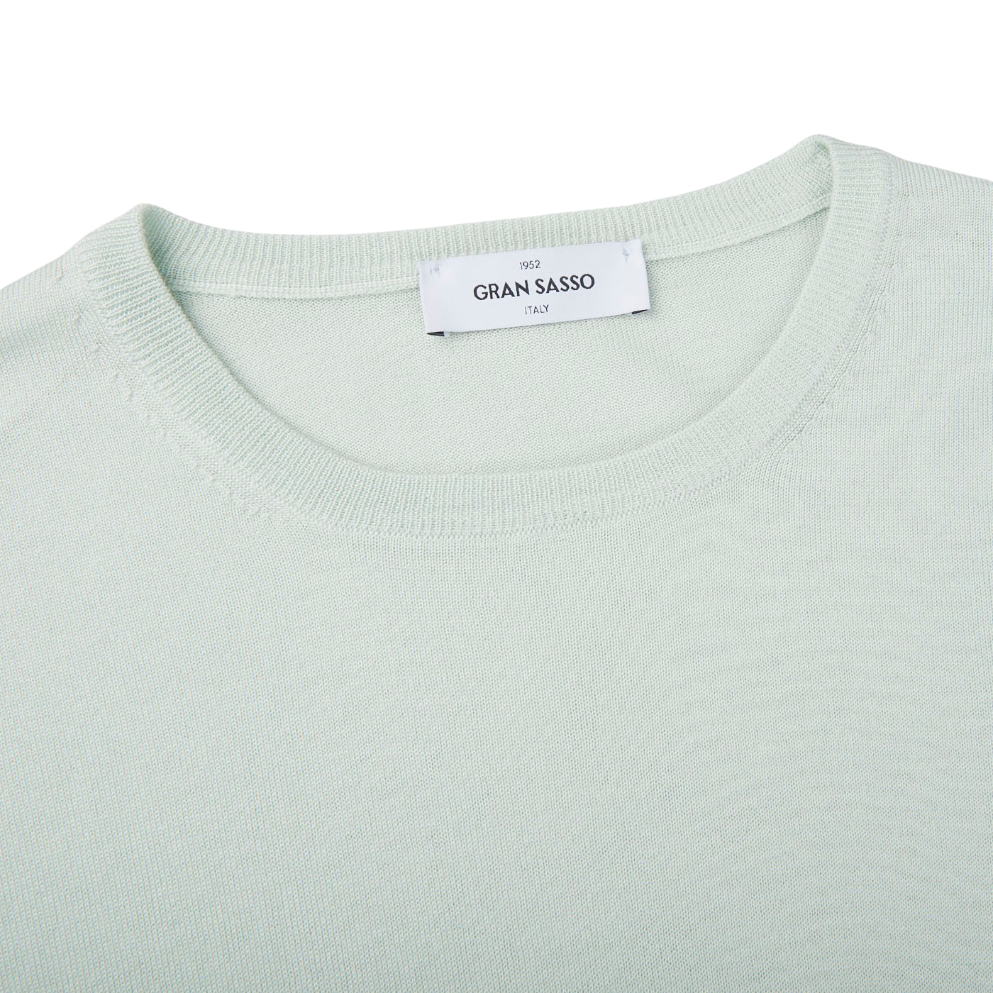 Gran Sasso Mint Wool Silk Crew Neck Sweater Collar