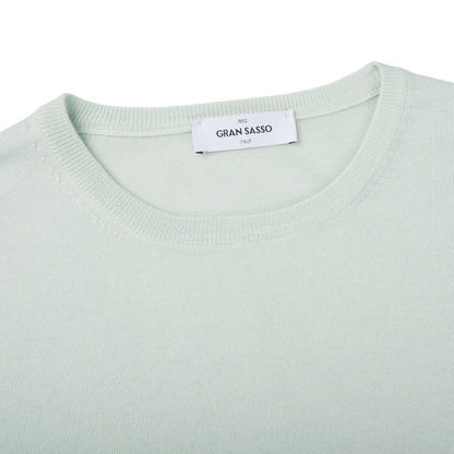 Gran Sasso Mint Wool Silk Crew Neck Sweater Collar