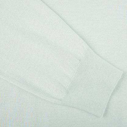 Gran Sasso Mint Wool Silk Crew Neck Sweater Cuff