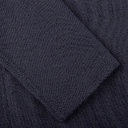 A water-resistant Navy Blue Rain Wool Knitted Jacket by Gran Sasso.