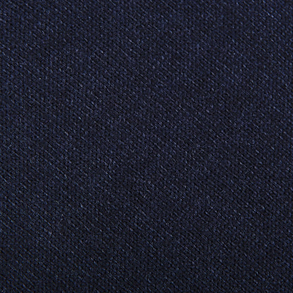 Close-up of the Gran Sasso Navy Blue Extra Fine Merino Wool Rollneck, highlighting its textured woven pattern.