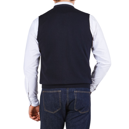 Gran Sasso Navy Extra Fine Merino Wool Vest Back