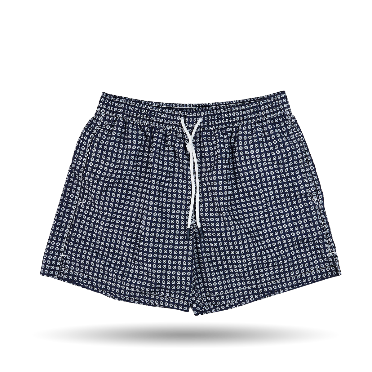Gran Sasso Navy Flower Printed Recycled Microfiber Swimshorts Front