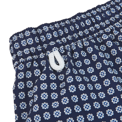 Gran Sasso Navy Flower Printed Recycled Microfiber Swimshorts Hook
