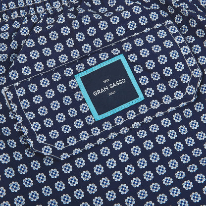 Gran Sasso Navy Flower Printed Recycled Microfiber Swimshorts Pocket