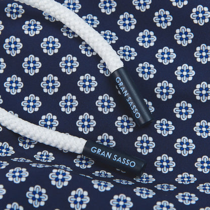 Gran Sasso Navy Flower Printed Recycled Microfiber Swimshorts Straps