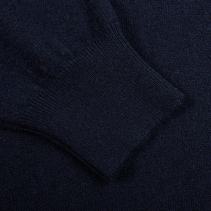 Gran Sasso Navy Melange Cashmere 1:4 Zip Sweater Cuff