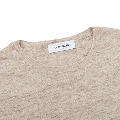 Gran Sasso Oatmeal Beige Melange Linen T-shirt Collar