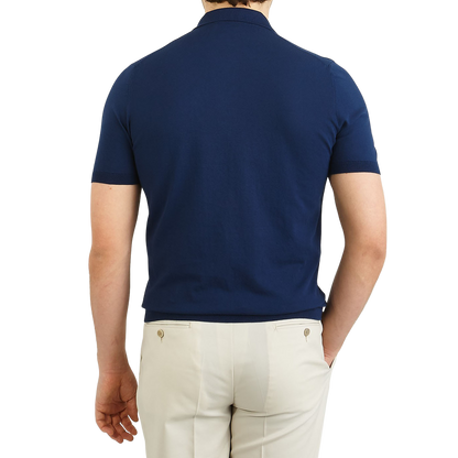 Gran Sasso Royal Blue Fresh Cotton Polo Shirt Back