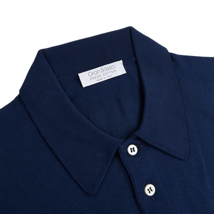 Gran Sasso Royal Blue Fresh Cotton Polo Shirt Collar