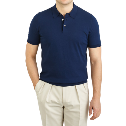 Gran Sasso Royal Blue Fresh Cotton Polo Shirt Front