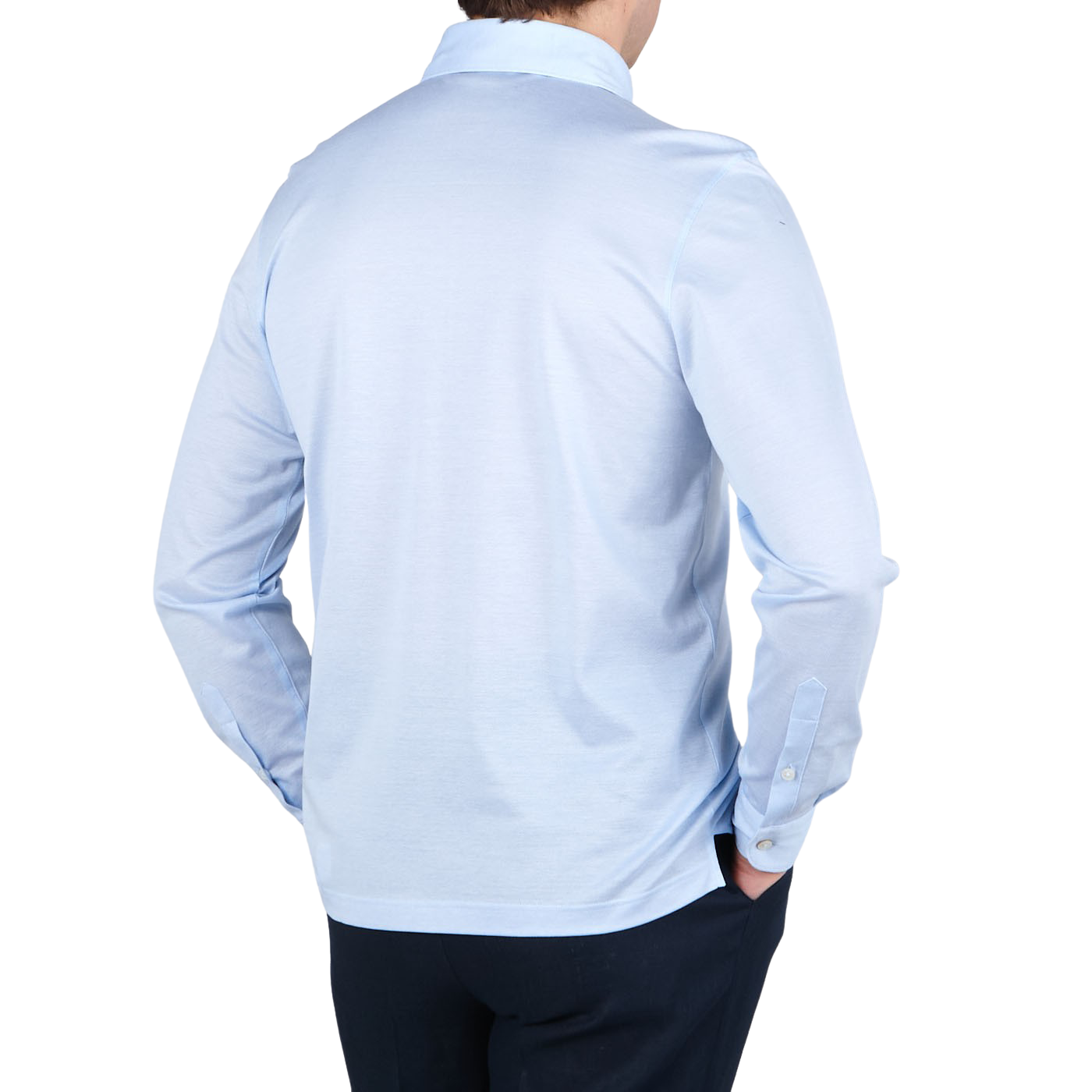 Gran Sasso Sky Blue Cotton Filo Scozia Popover Shirt Back