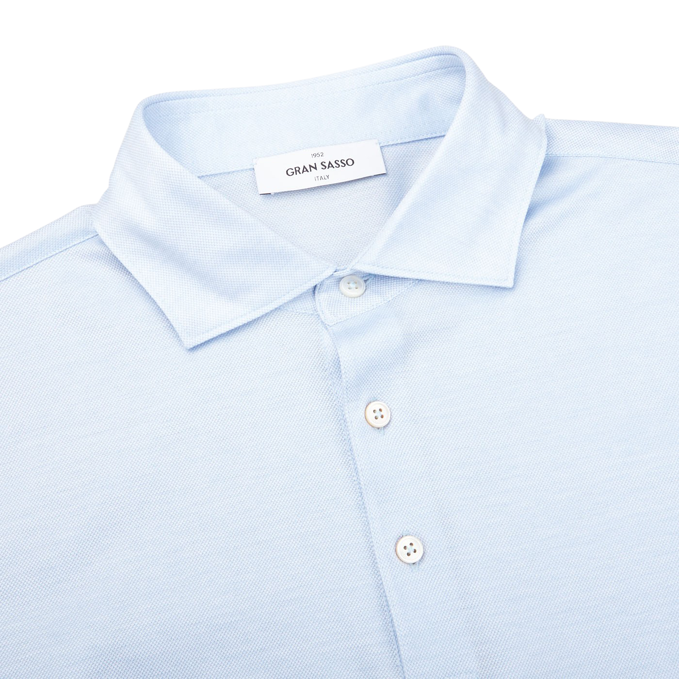 Gran Sasso Sky Blue Cotton Filo Scozia Popover Shirt CollarGran Sasso Sky Blue Cotton Filo Scozia Popover Shirt Collar