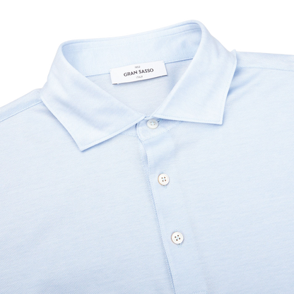 Gran Sasso Sky Blue Cotton Filo Scozia Popover Shirt CollarGran Sasso Sky Blue Cotton Filo Scozia Popover Shirt Collar