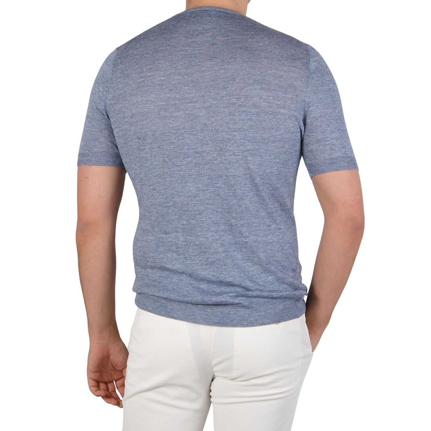 Gran Sasso Sky Blue Melange Linen T-shirt Back