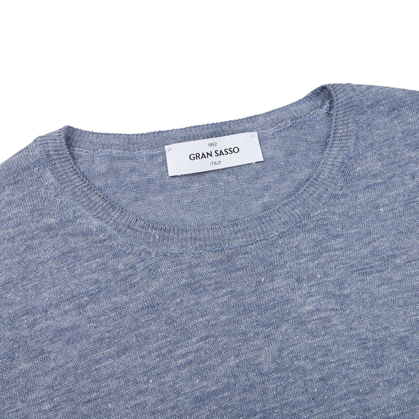Gran Sasso Sky Blue Melange Linen T-shirt Collar