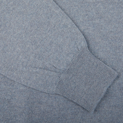 Gran Sasso Steel Blue Cashmere 1:4 Zip Sweater Cuff