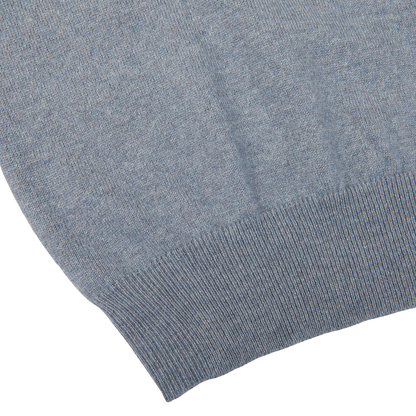 Gran Sasso Steel Blue Cashmere 1:4 Zip Sweater Edge