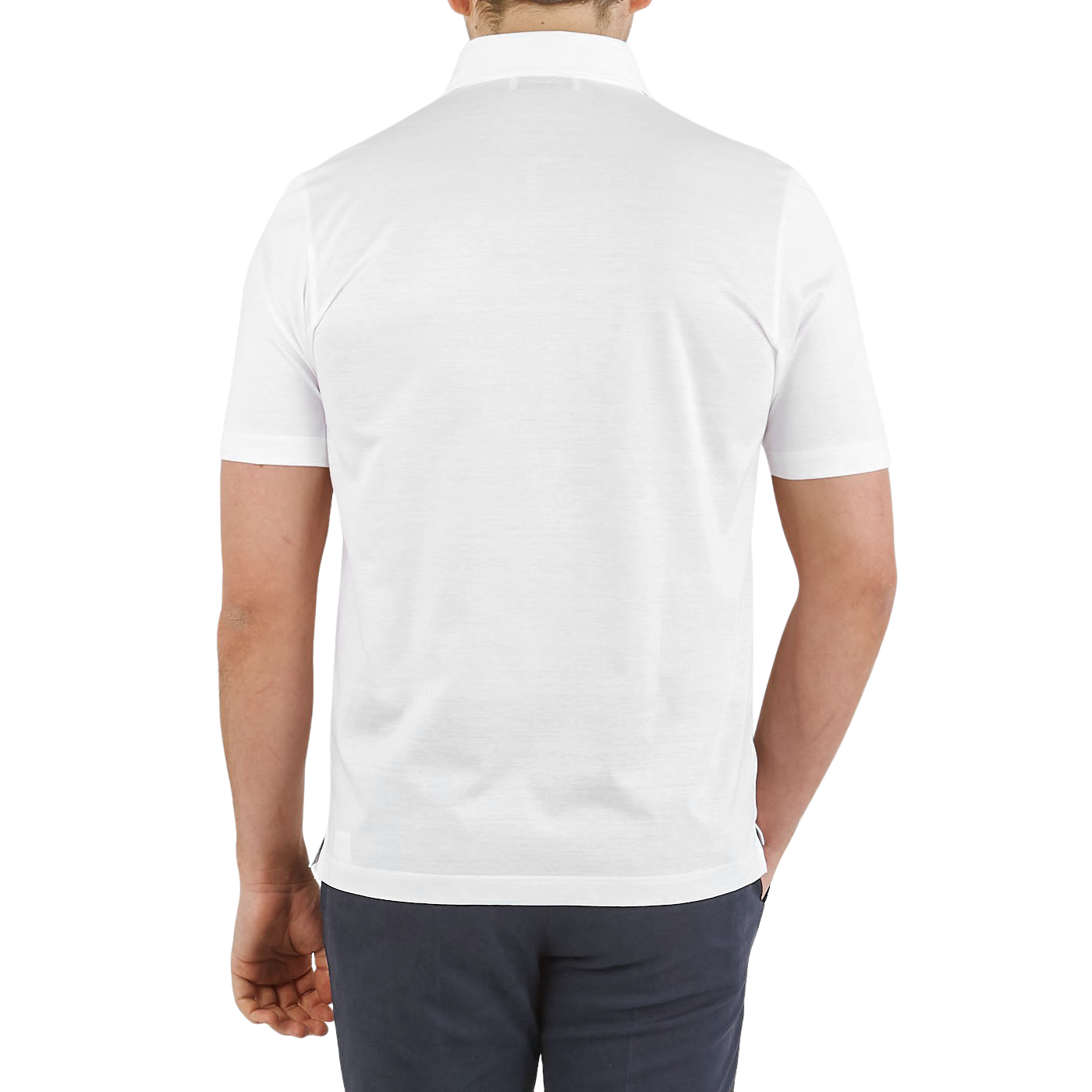 Gran Sasso White Cotton Filo Scozia Polo Shirt Back