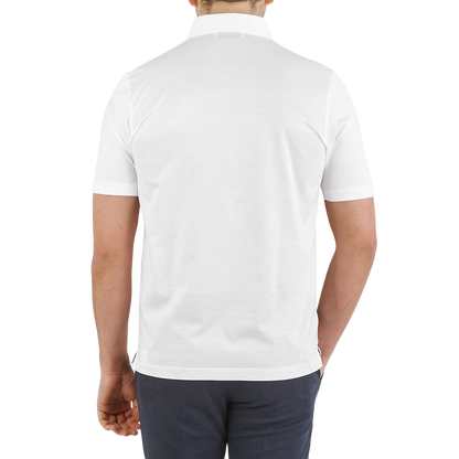 Gran Sasso White Cotton Filo Scozia Polo Shirt Back