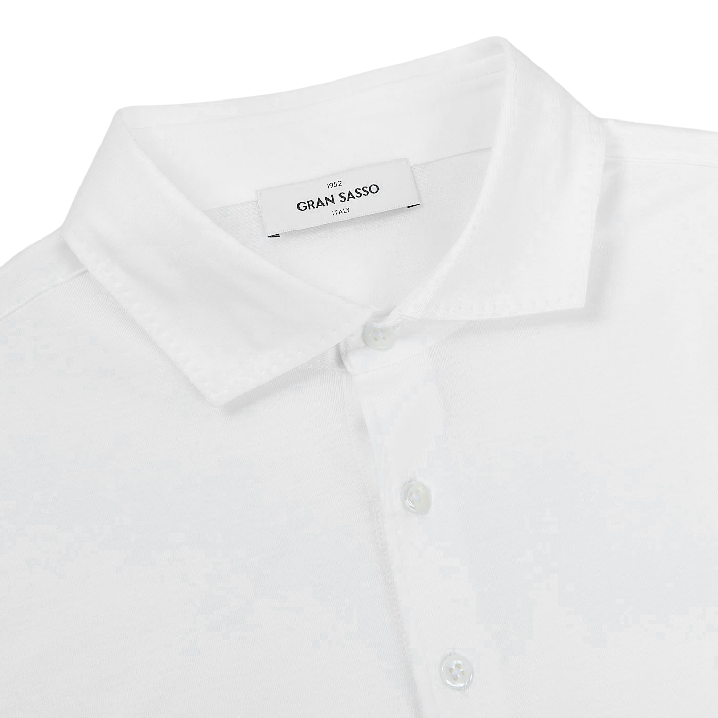 Gran Sasso White Cotton Filo Scozia Polo Shirt Collar