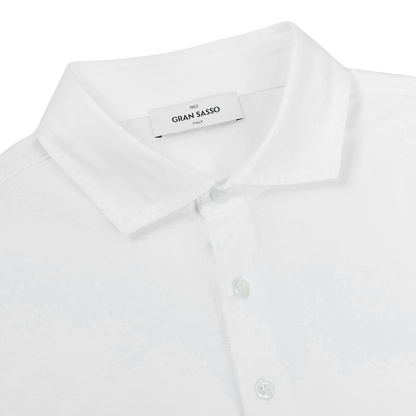 Gran Sasso White Cotton Filo Scozia Polo Shirt Collar