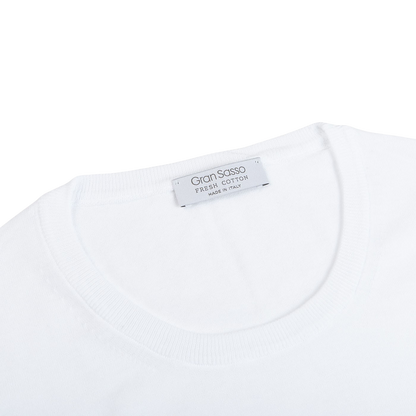 Gran Sasso White Organic Cotton T-Shirt Collar