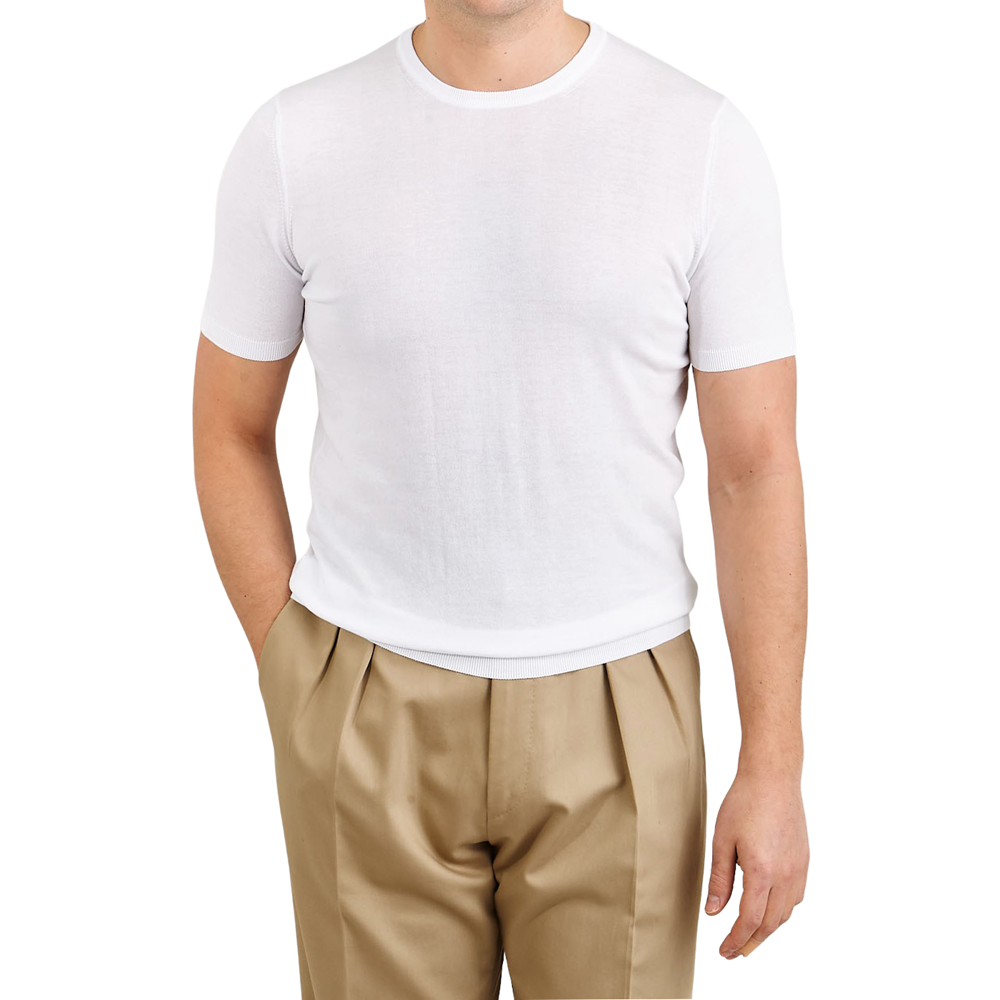 Gran Sasso White Organic Cotton T-Shirt Front