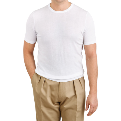 Gran Sasso White Organic Cotton T-Shirt Front
