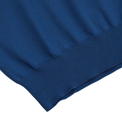 A close up of a Gran Sasso Indigo Blue Knitted Organic Cotton T-Shirt.