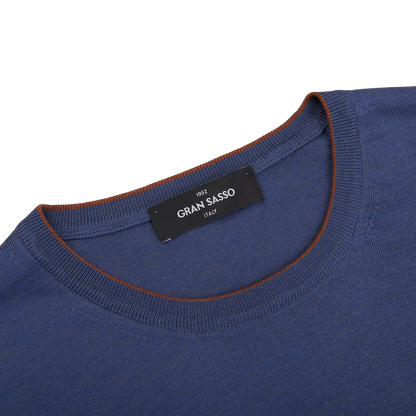 A Gran Sasso dark blue lightweight Dark Blue Silk Cotton Crewneck Sweater.