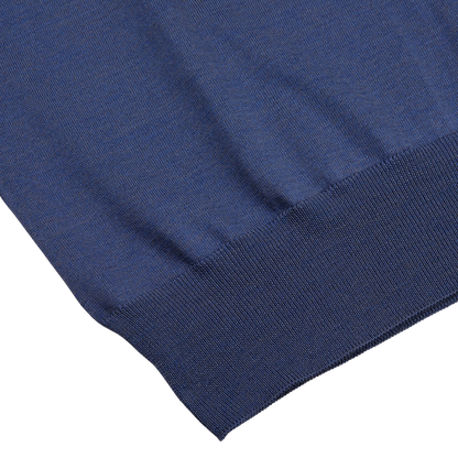 A Gran Sasso Dark Blue Silk Cotton Crewneck Sweater in a dark blue summer version.