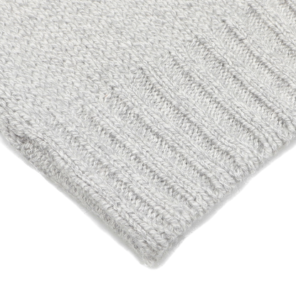 Close-up of the Gran Sasso Grey Eco Cashmere Norwegian Crewneck Sweater, featuring a ribbed edge pattern reminiscent of traditional Norwegian design.