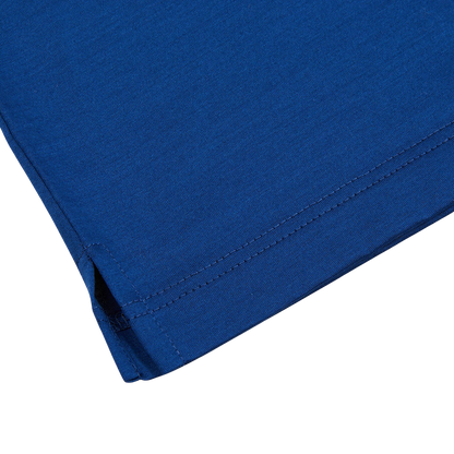 A close up of a Gran Sasso navy blue cotton Filo Scozia polo shirt.