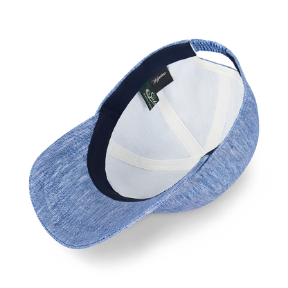 Blue Melange Linen Cotton Baseball Cap