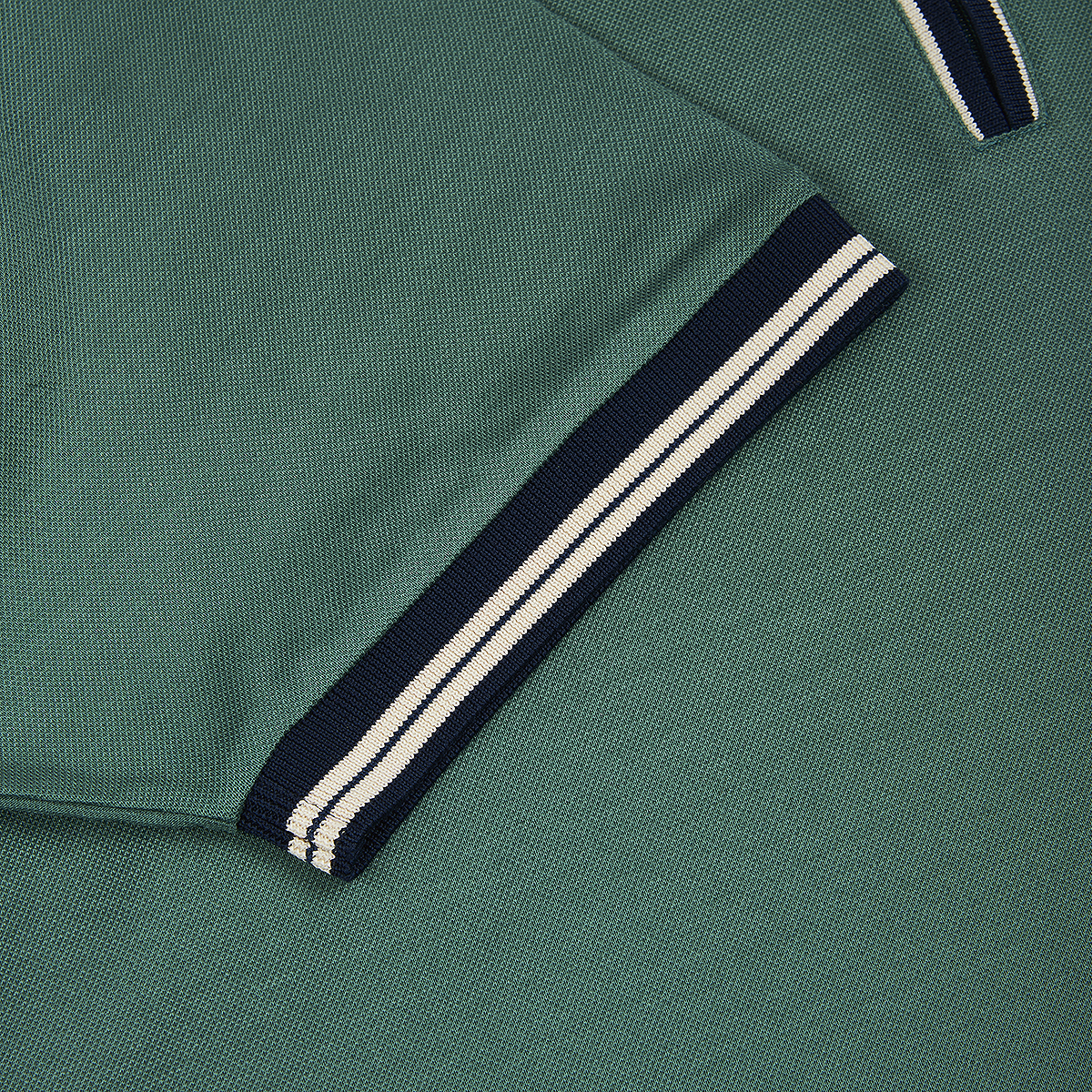 Green Cotton Filo Scozia Zip Polo Shirt