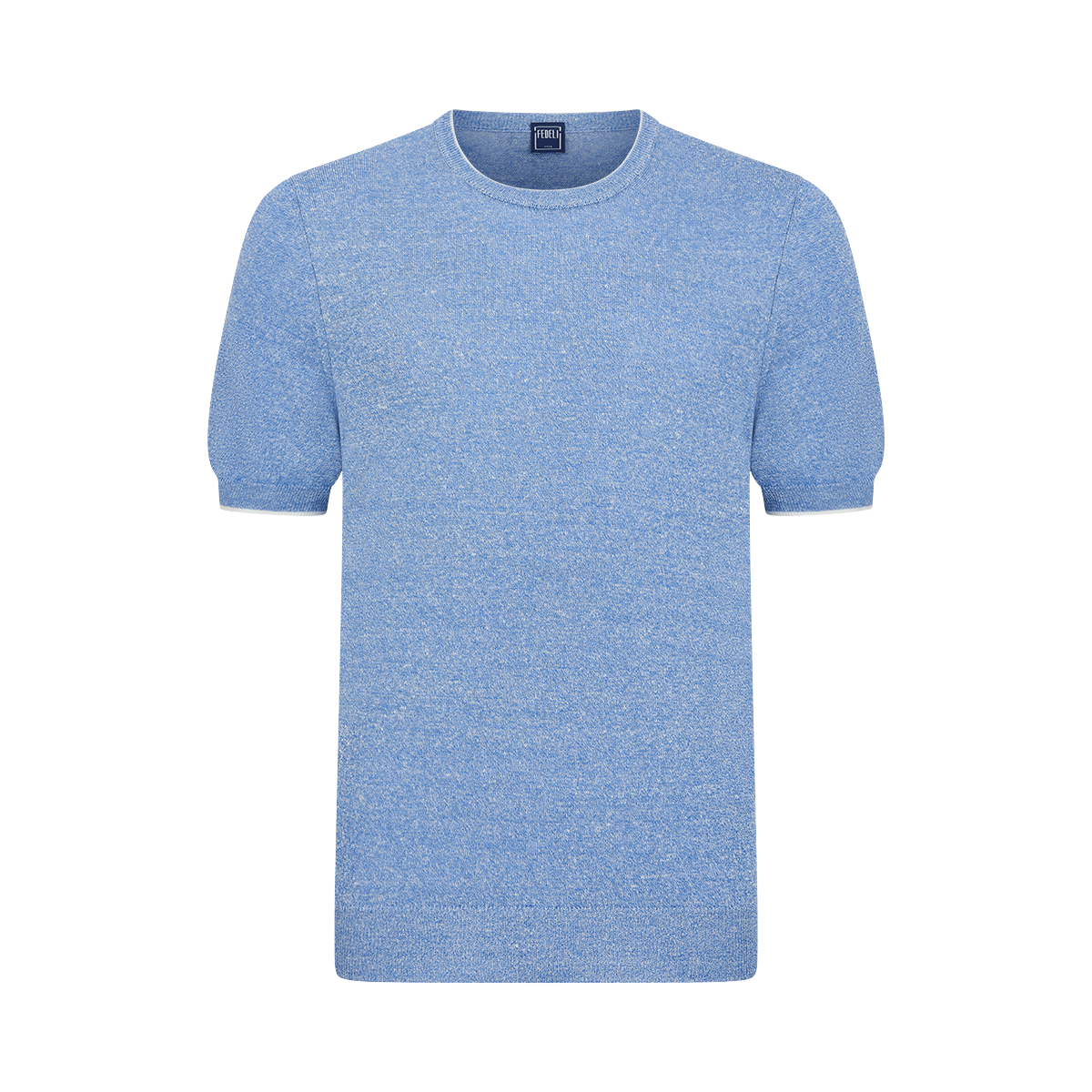 Sky Blue Melange Linen Cotton T-Shirt