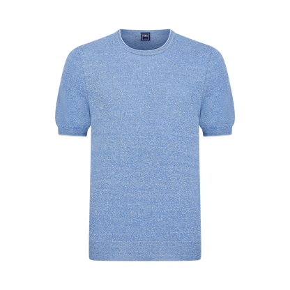 Sky Blue Melange Linen Cotton T-Shirt