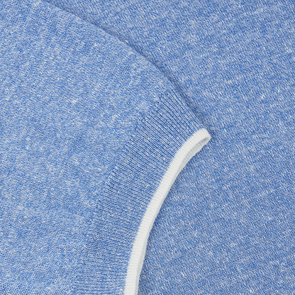 Sky Blue Melange Linen Cotton T-Shirt