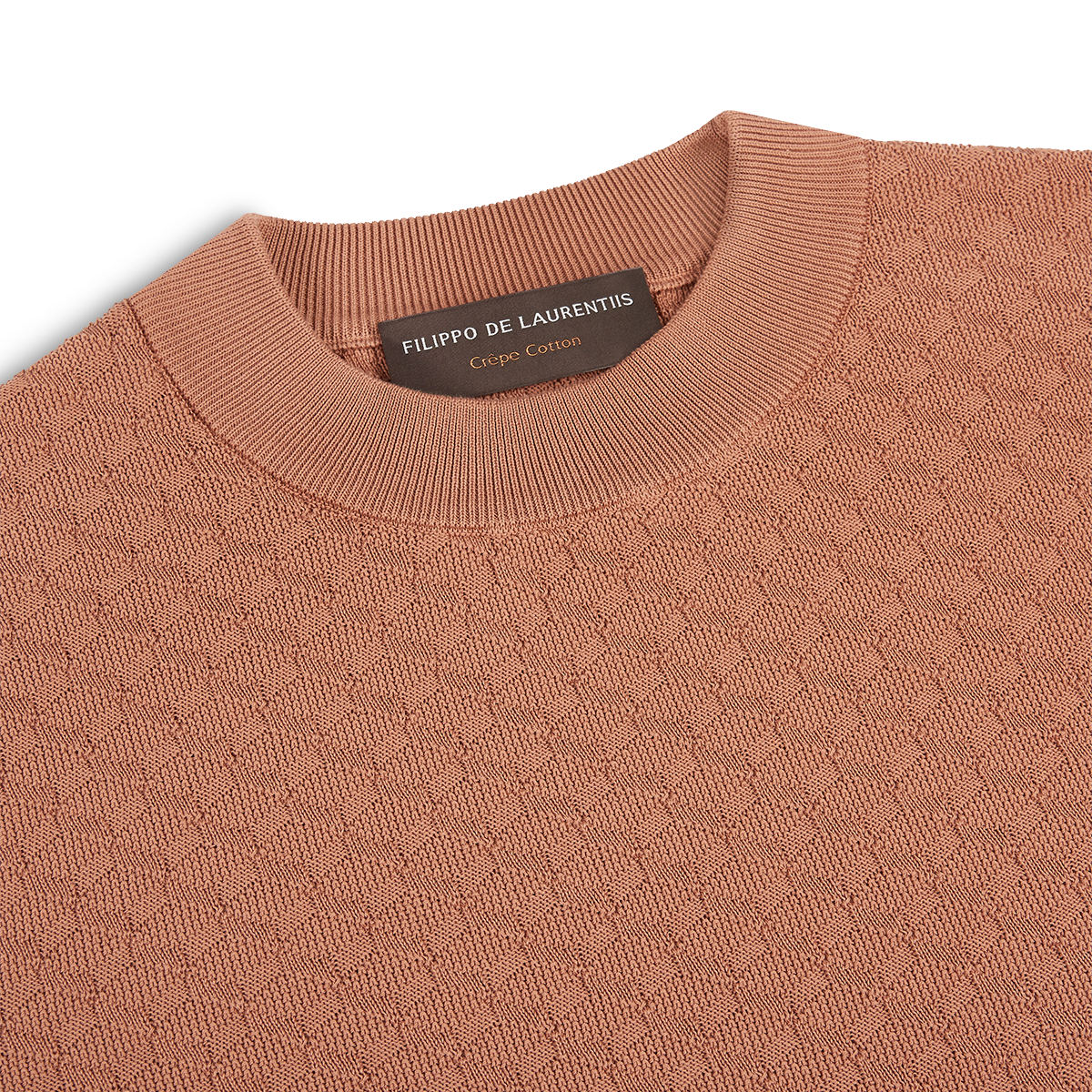 Peach 3D Weave Crepe Cotton T-Shirt
