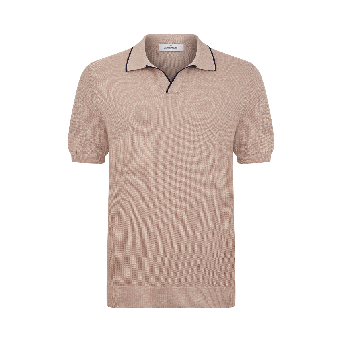 Light Brown Cotton Capri Collar Polo