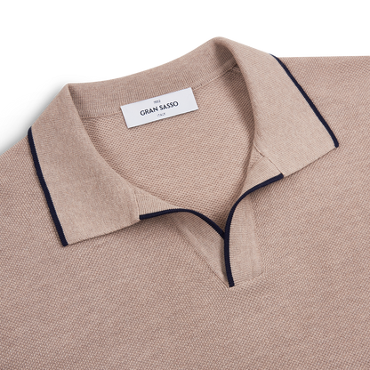 Light Brown Cotton Capri Collar Polo