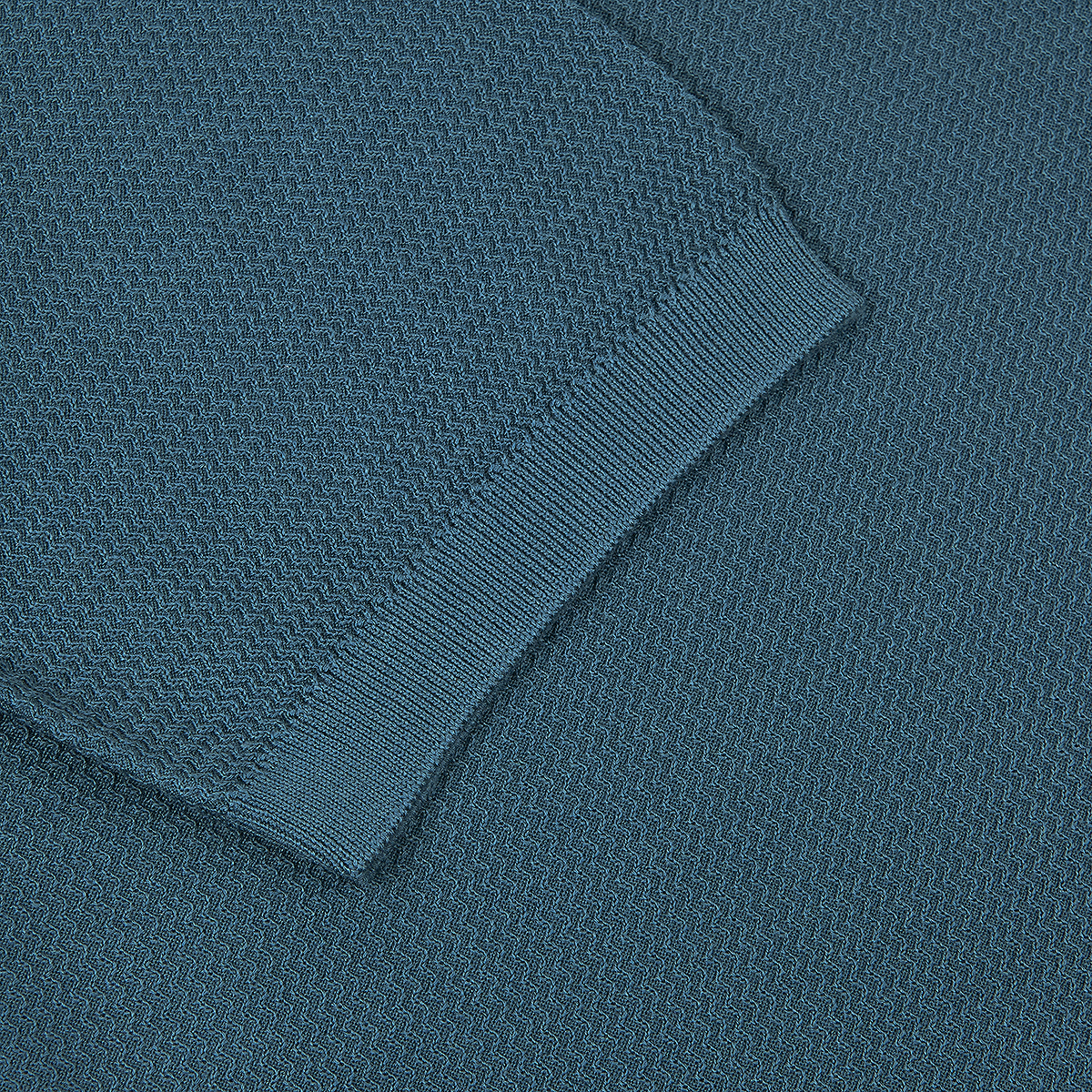 Teal Blue Silk Cotton Capri Collar Polo Shirt