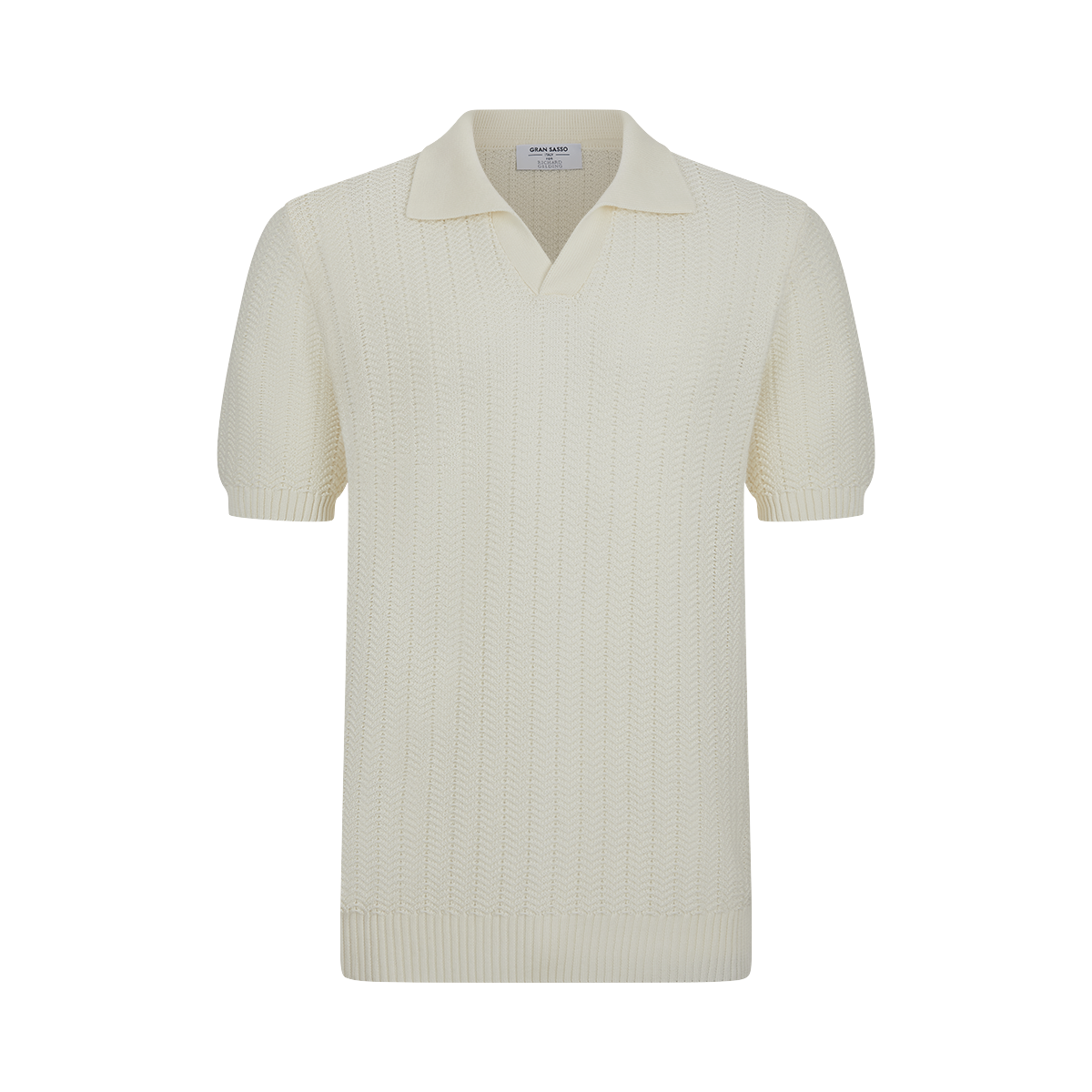 White Chevron Weave Skipper Polo Shirt