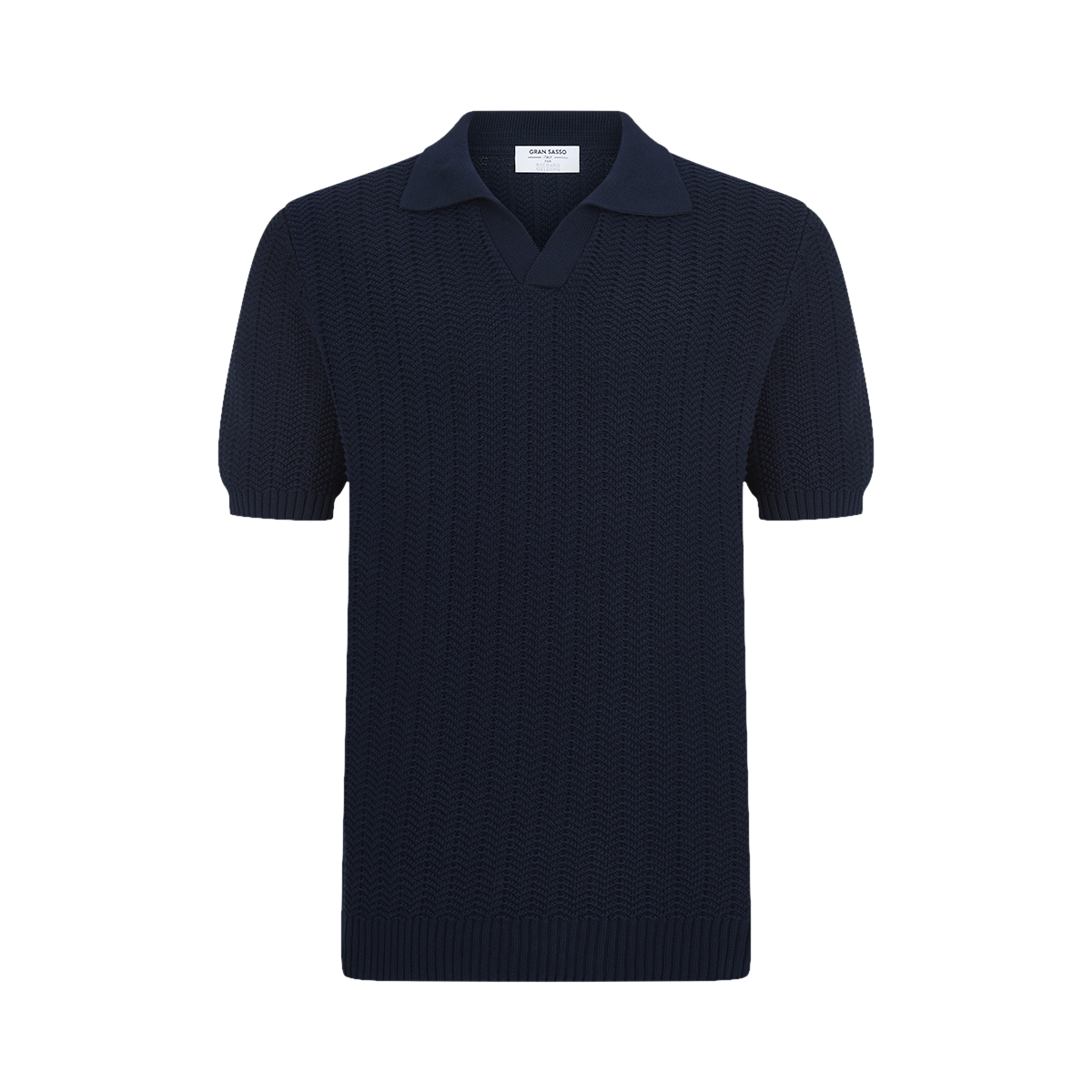 Navy Chevron Weave Skipper Polo Shirt